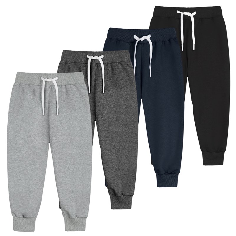 Resinta 4 Pack Toddler and Boys Joggers Sweatpants Kids Pull-On Active Pants with Drawstring Casual Athletic Clothes