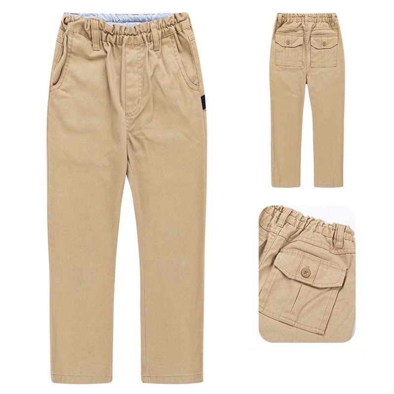 RMGVDSD Boys School Uniform Pants Boys Classic Straight Leg Dress Pants For School Casual Wear Comfortable Kids Twill Straight Leg Trousers 3-4 Years/Khaki