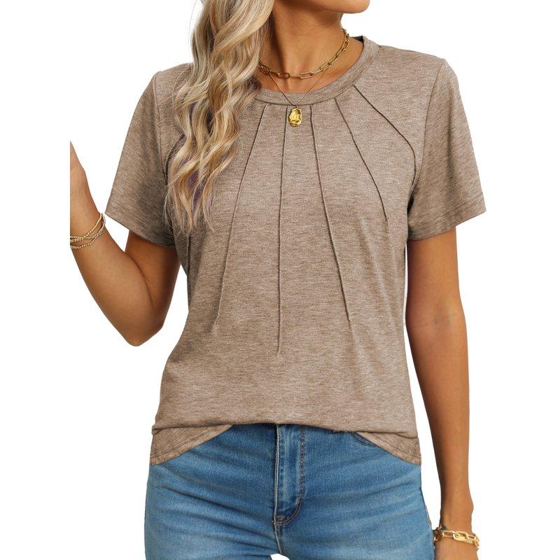 Rosvigor Blouses For Women Short Sleeve Shirts Casual Dressy Summer Tops With Pleats