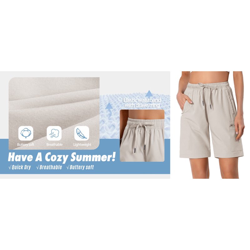 Rosvigor Womens Hiking Cargo Shorts Quick Dry Athletic Shorts For Women Golf Casual Summer Shorts With Pockets