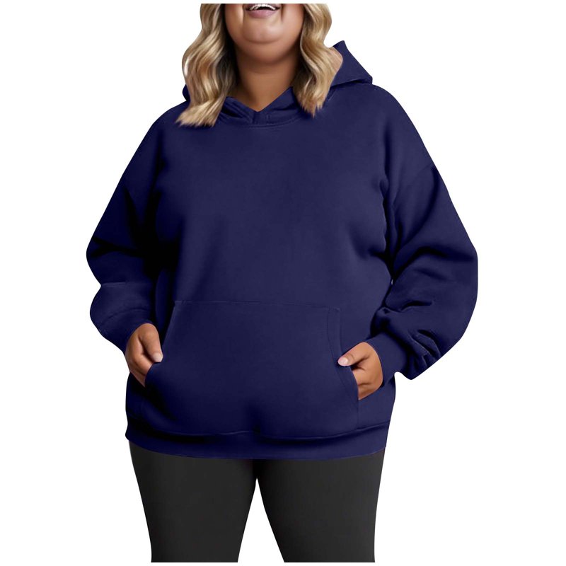 Royisotas Long Sleeve Womens Hoodies And Sweatpants Winter Plain Plus Size Pullover Soft Hooded Casual With Front Pocket Tops