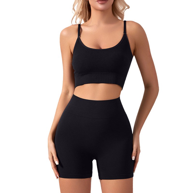 Rrunsv Cute Workout Set Workout Sets for Women 2 Piece Workout Outfits Sports Bra High Waist Yoga Leggings Set Tracksuit Black M