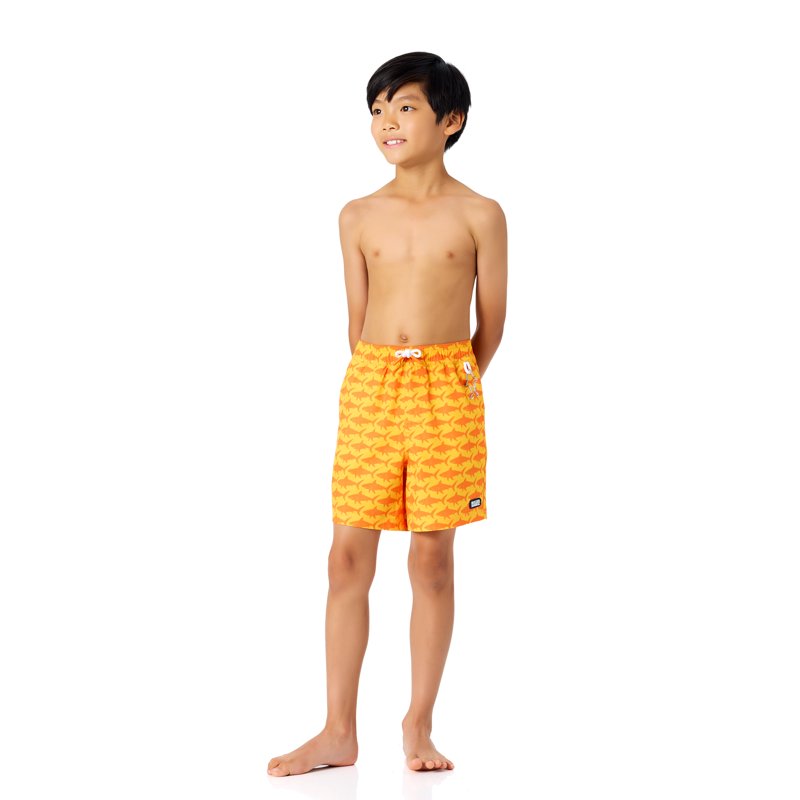 Rugged Shark Boys Print Swim Trunks With Key Chain 6" Inseam Sizes 4/5-18