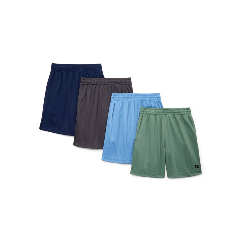 Russell Athletic Boy's Performance Mesh Shorts 4-Pack Sizes 2T-18 & Husky