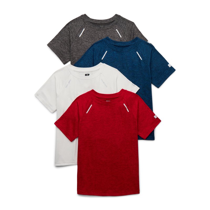 Russell Athletic Boys Runner Tech Tee with Short Sleeves 4-Pack Sizes 4-18