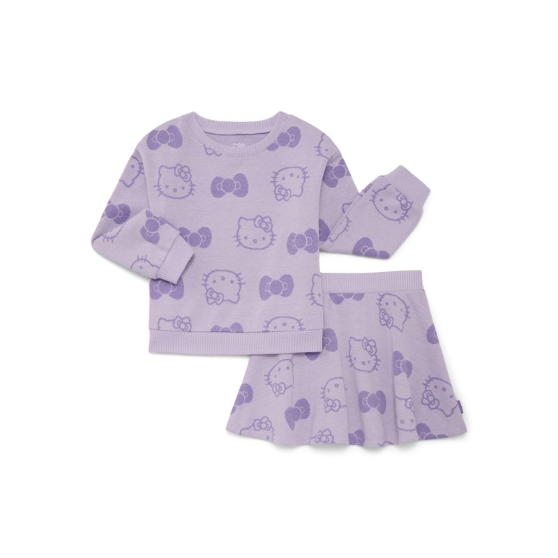 Sanrio Toddler Girls Hello Kitty Intarsia Graphic Sweater and Skirt Set 2-Piece Sizes 12M-5T