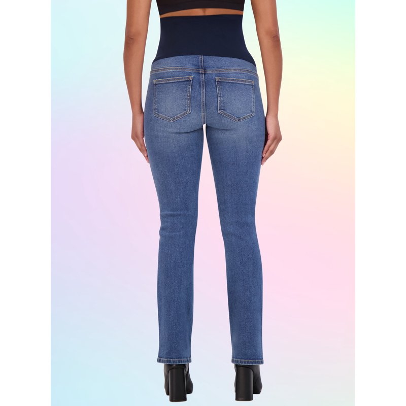 Savi Parker Women's Maternity Bootcut Jeans With Pockets – Pregnancy Must Haves Maternity Jeans Over The Belly - 32.5" Inseam (S Marina Wash)