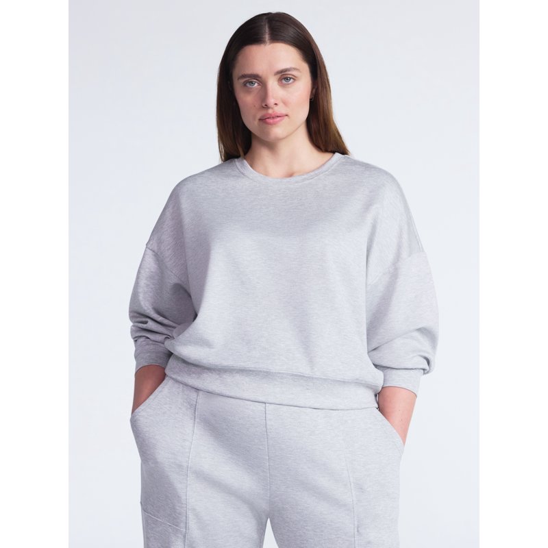 Scoop Women's And Women's Plus New Scubaknit Cropped Sweatshirt With Drop Sleeves Sizes XS-4X
