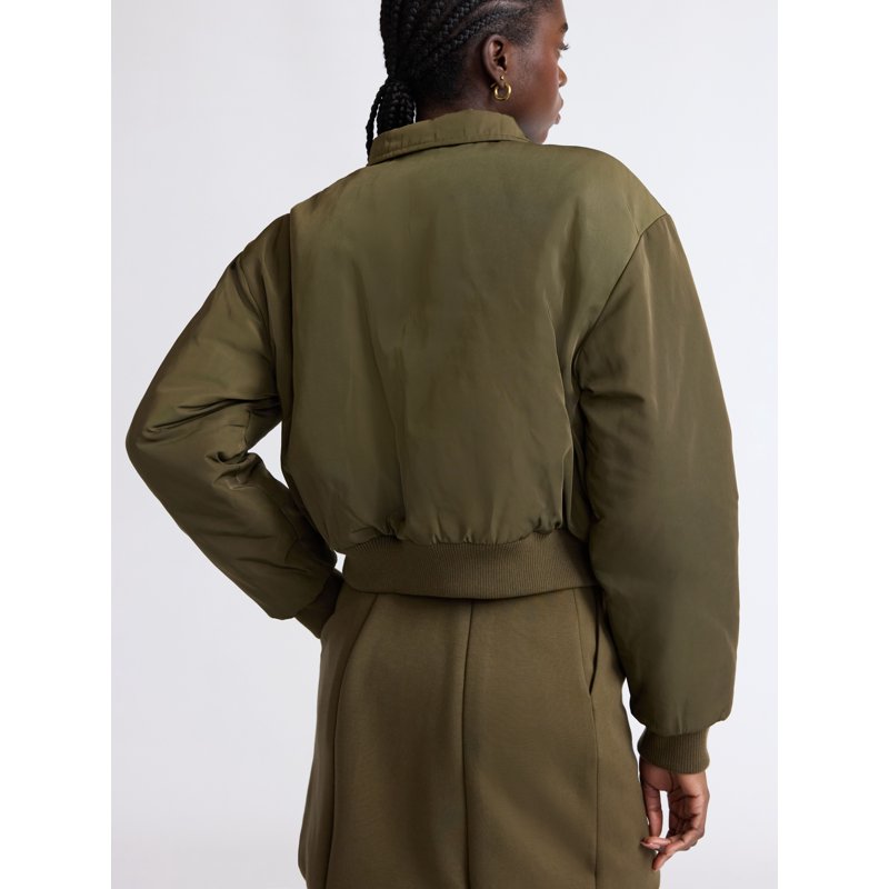 Scoop Women's Cropped Bomber Jacket Midweight Sizes XS-XXL