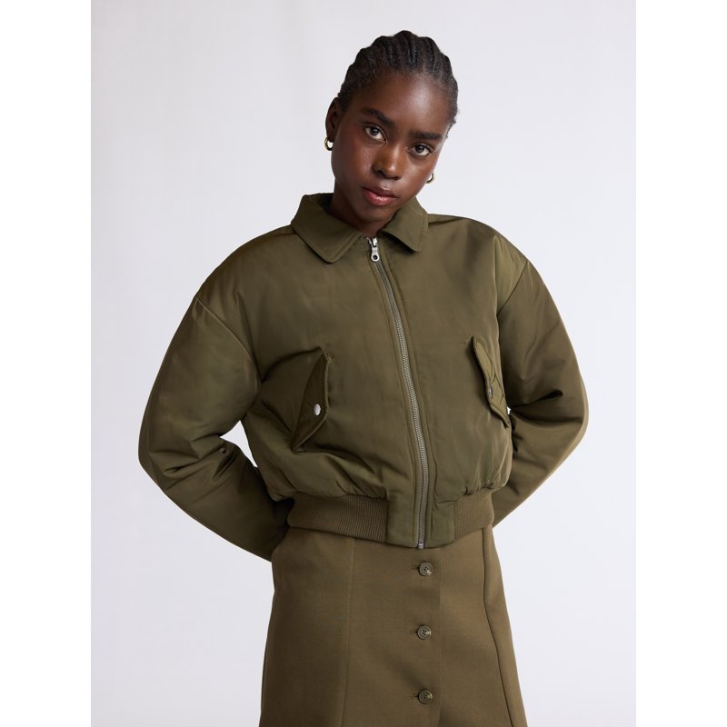 Scoop Women's Cropped Bomber Jacket Midweight Sizes XS-XXL