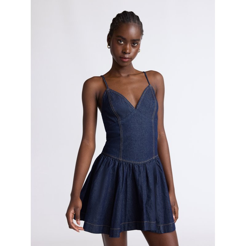 Scoop Women's Denim Corset Mini Dress Sizes 0-18