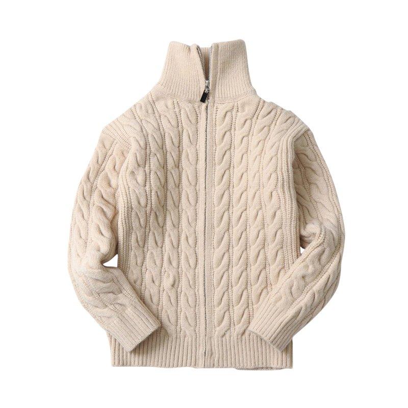 Scyoekwg Clearance Boys Sweaters Toddler Boys Zipper Sweaters Coats Casual High Neck Long Sleeve Jackets Solid Color Fall Winter Warm Sweaters Coats (Beige 3 Years)