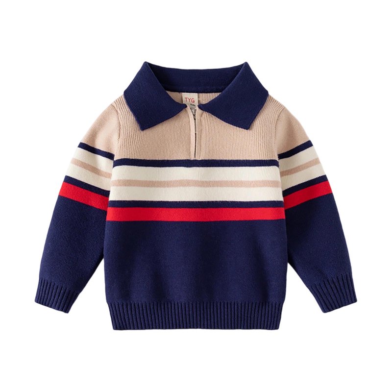 SERTG Boys Rib Collar Knit Sweater Long Sleeve Half Zip Fall Winter Cozy Chunky Core Spun Yarn Outerwear for Children 1-8 Years(Khaki 3 Years)