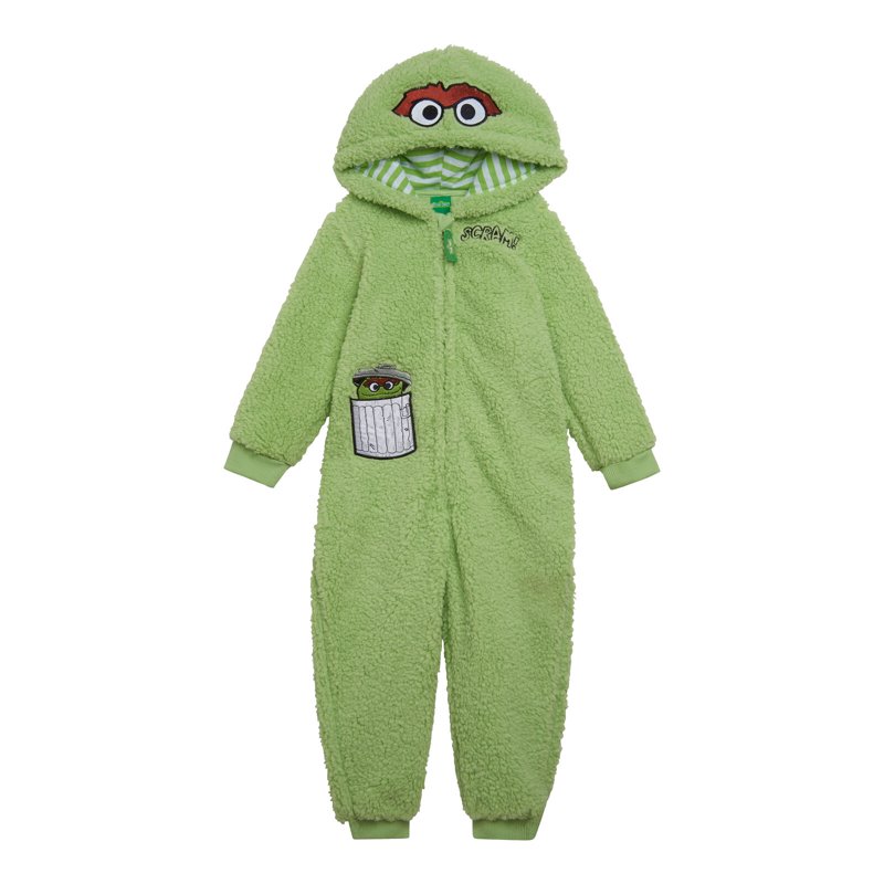 Sesame Street Oscar the Grouch Cozy Sherpa Zip Up Cosplay Costume Coverall Newborn to Toddler