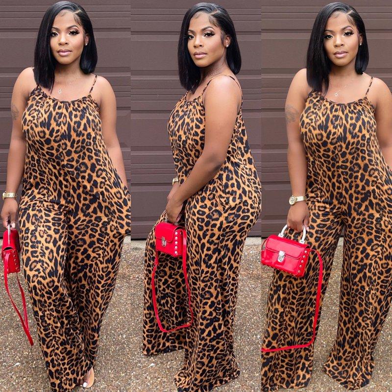 Sexy Plus Size Leopard Jumpsuit