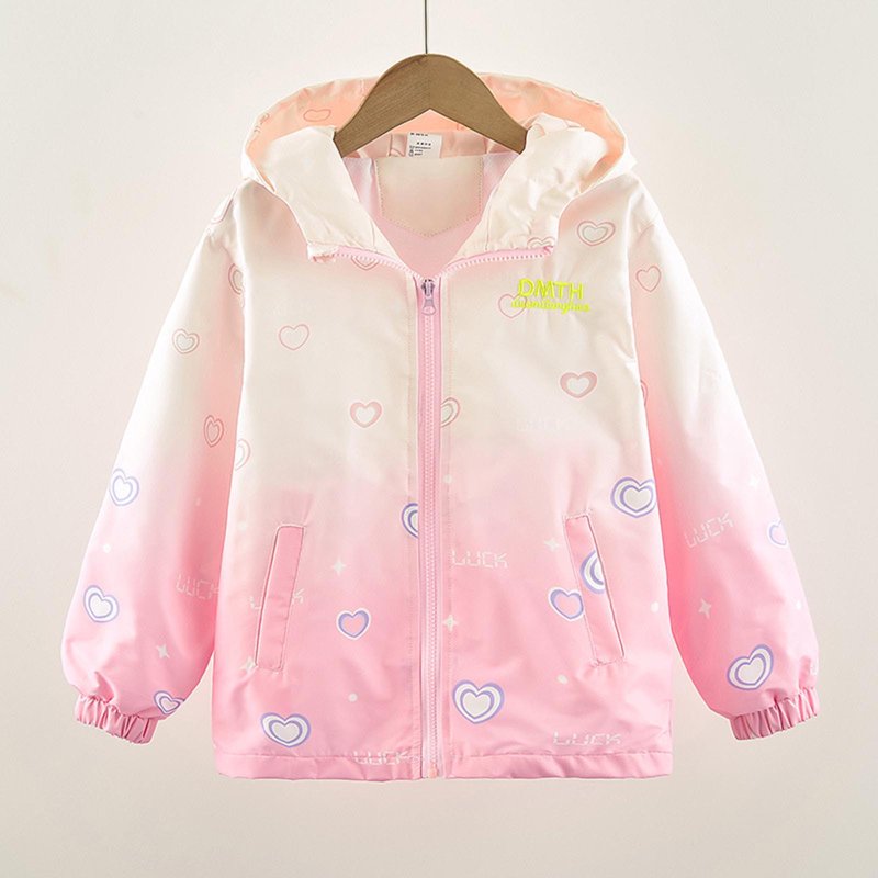 SGFCWSX Girls Rain Jacket for School Kids Windbreaker Coat Casual Lightweight Jackets Pink Size 7 Years