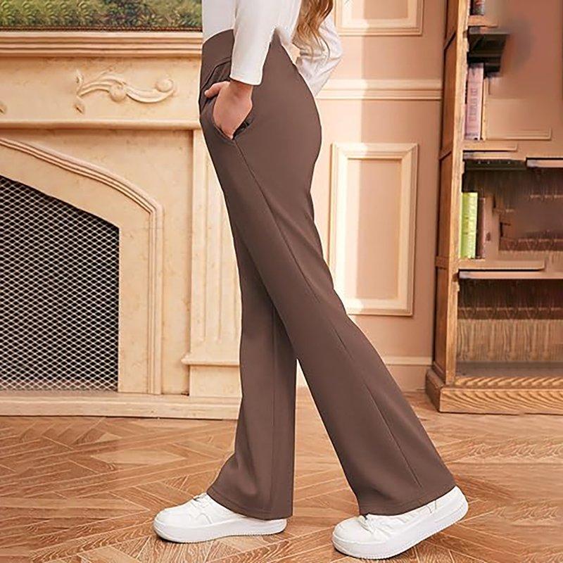 Shadoumai Teen Girls Bell Bottoms Pants School Uniform Straight Leg Back To School Fashion Pant Pull On Skinny Casual Stretchy Leggings Size 5-14 Years