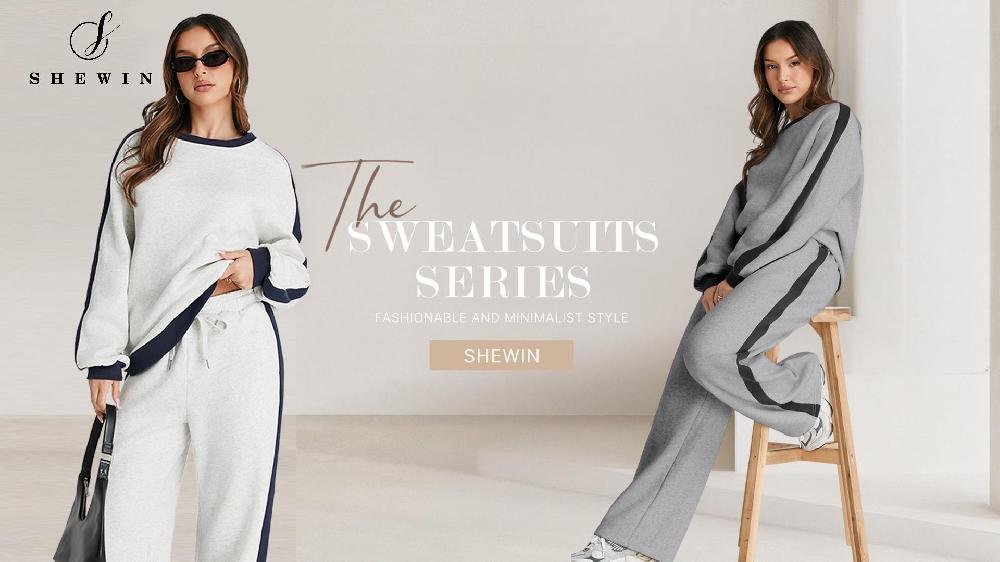 SHEWIN Womens Sweatsuits 2 Piece Set Tracksuit Oversized Outfits Crew Neck Colorblock Long Sleeve Sweatshirt Jogger Pants Set With Pockets