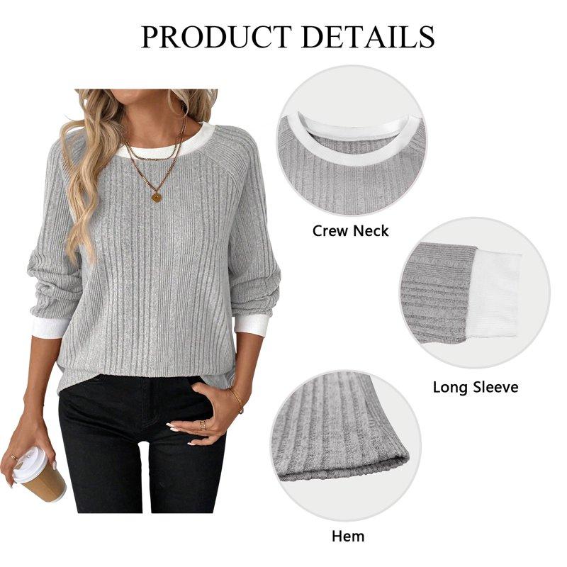 SHIBEVER Long Sleeve Shirts For Women Autumn Shirts For Women Tunic Womens Tops Lightweight Trendy Women Fall Tops Winter Clothes Grey M