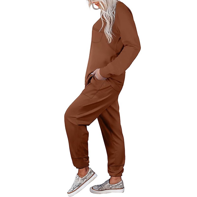 Shine Up Sweatsuit Sets For Women 2 Piece Lounge Set Loose Jogger Sets Fall Outfits Sets Solid Tracksuits With Pockets