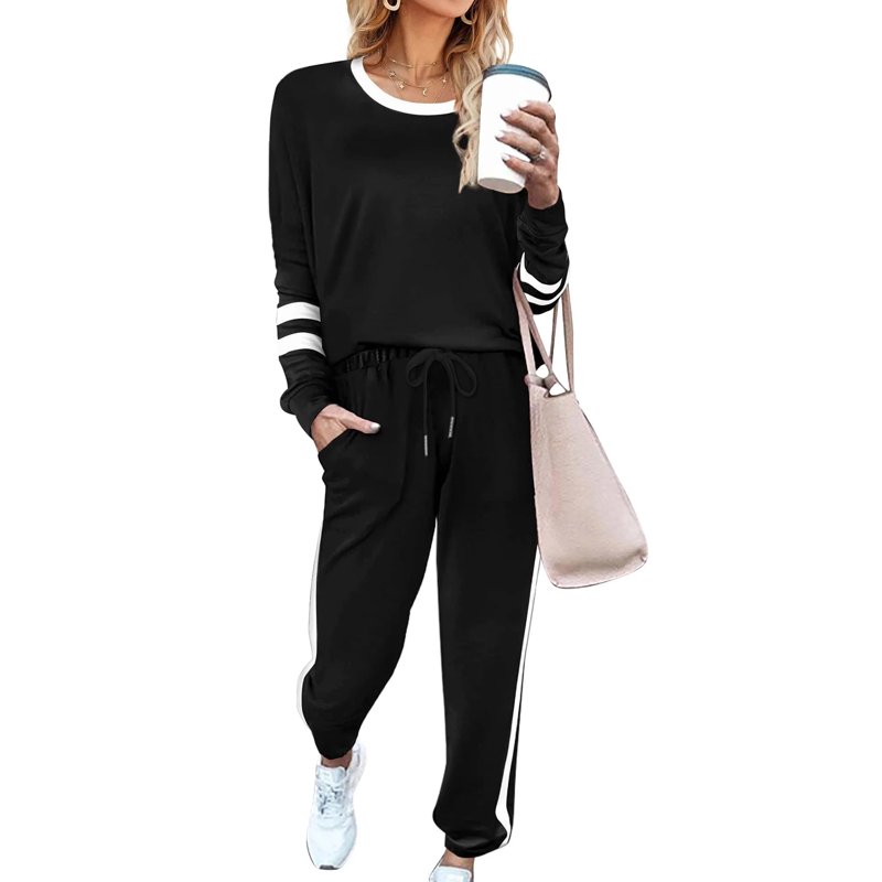 SHINE UP Sweatsuits Womens 2pcs Sets Jogger Set Casual 2 Piece Outfit Striped Sweatshirts Long Tracksuits