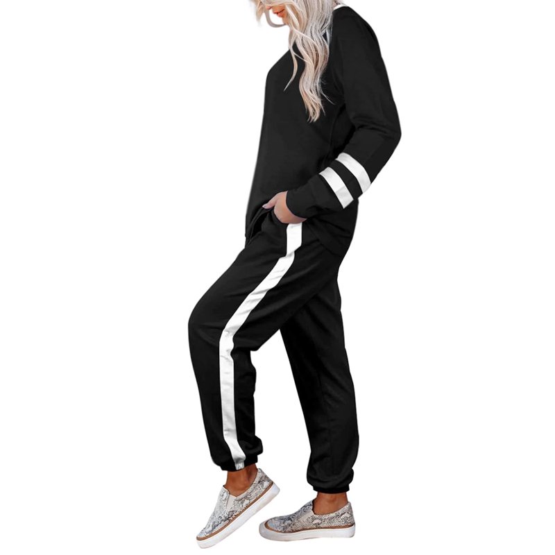 SHINE UP Sweatsuits Womens 2pcs Sets Jogger Set Casual 2 Piece Outfit Striped Sweatshirts Long Tracksuits