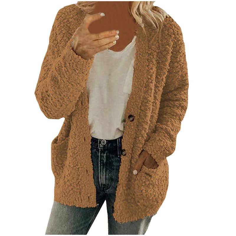 Shldybc Women's Plus Size Plush Cardigan Sweaters Casual Oversized Open Front Long Cardigans Button Up Outerwear
