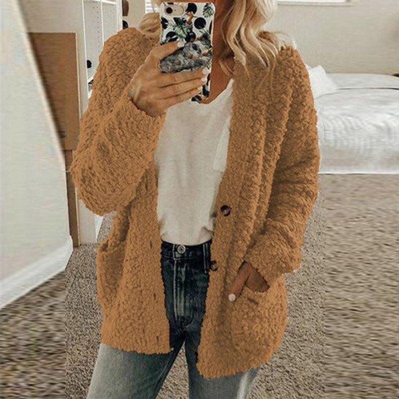 Shldybc Women's Plus Size Plush Cardigan Sweaters Casual Oversized Open Front Long Cardigans Button Up Outerwear