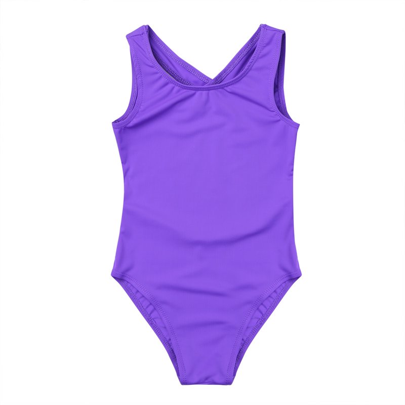 Sholeno Kids Girls Criss Cross Ballet Dance Unitard One Piece Gymnastics Leotard Athletic Bodysuit Purple 6