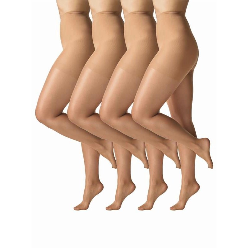 Silk Impressions 20 Denier Sheer Tights And Control Top Pantyhose For Women Sizes S-3XL 4-Pack