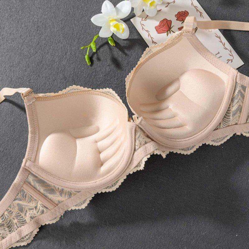 SMihono Sales Women's Push Up Lace Bra Padded Add 2 Cups Support Underwire Lift Up Deep V Bra For Women Comfortable Breathable Bra Beige S