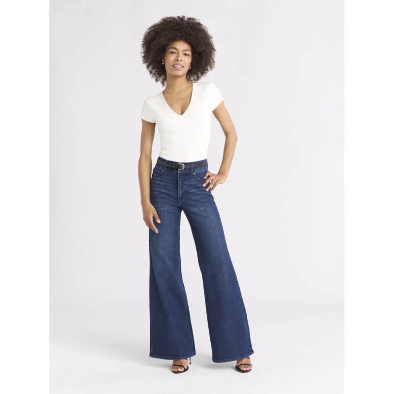 Sofia By Sofia Vergara Women's And Women's Plus Margot Wide Leg High Rise Jeans 30.5" And 32.5" Inseams Sizes 0-28