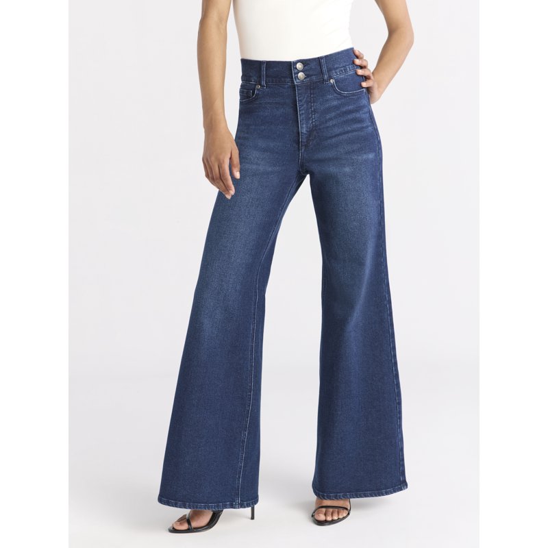 Sofia by Sofia Vergara Women's and Women's Plus Margot Wide Leg High Rise Jeans 30.5" and 32.5" Inseams Sizes 0-28