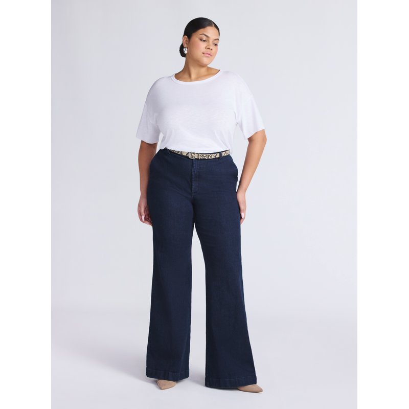 Sofia By Sofia Vergara Women's And Women's Plus Trouser Flare High Rise Jeans 30.5" 32.5" And 34.5" Inseam Sizes 0-28W