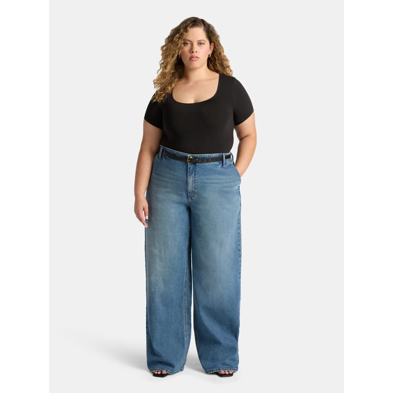 Sofia by Sofia Vergara Women's Diana Relaxed High Rise Straight Jeans 30" 32.5" and 34" Inseams Sizes 0-28
