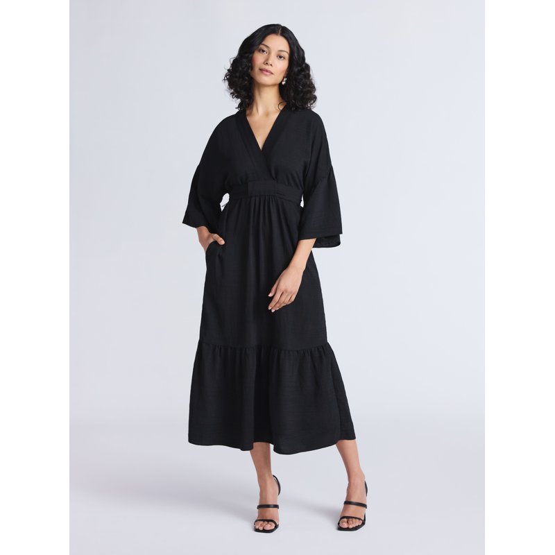 Sofia by Sofia Vergara Women's Tie Back Dress with Wide Sleeves Mid Calf Length Sizes XS-4X