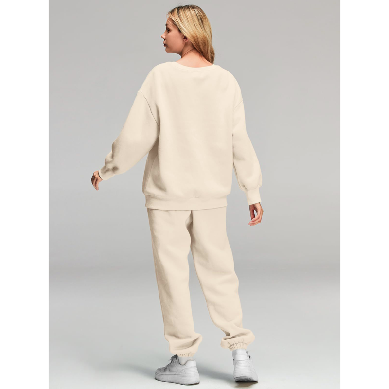 SOMER Women's 2 Piece Sweatsuit Outfit Long Sleeve Crewneck Pullover Sweatshirt Drawstring Jogger Pants Workout Lounge Set Tracksuit