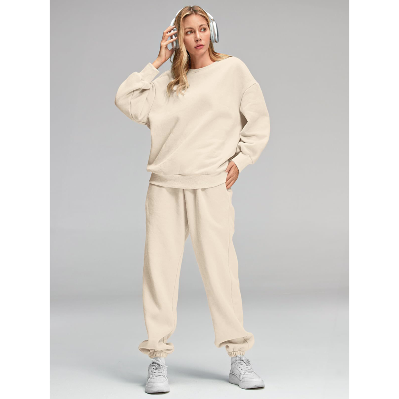 SOMER Women's 2 Piece Sweatsuit Outfit Long Sleeve Crewneck Pullover Sweatshirt Drawstring Jogger Pants Workout Lounge Set Tracksuit