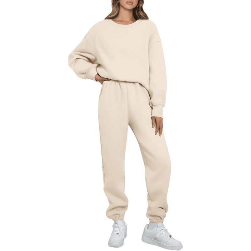 SOMER Women's 2 Piece Sweatsuit Outfit Long Sleeve Crewneck Pullover Sweatshirt Drawstring Jogger Pants Workout Lounge Set Tracksuit