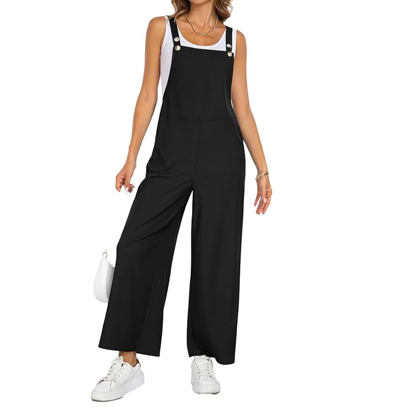 SOMER Women's Jumpsuits Overalls Adjustable Strap Loose Fit Rompers With Pockets Casual Bib Style For Effortless Chic