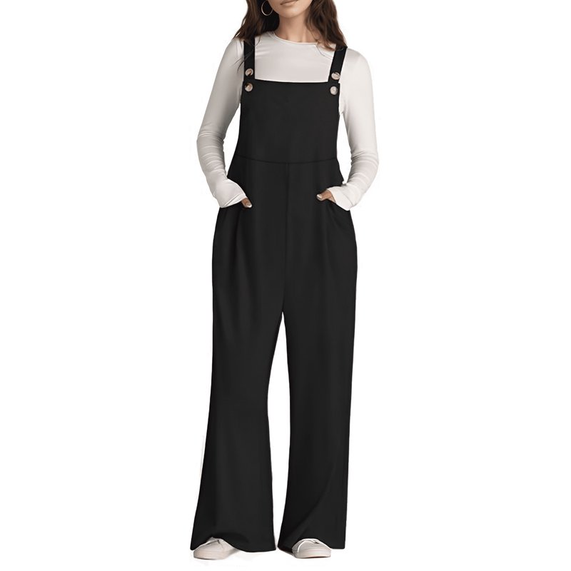 SOMER Women's Jumpsuits Overalls Adjustable Strap Loose Fit Rompers With Pockets Casual Bib Style For Effortless Chic