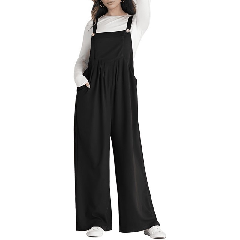 SOMER Women's Jumpsuits Rompers Casual Loose Overalls One Piece Sleeveless Wide Leg Long Pant With Pockets