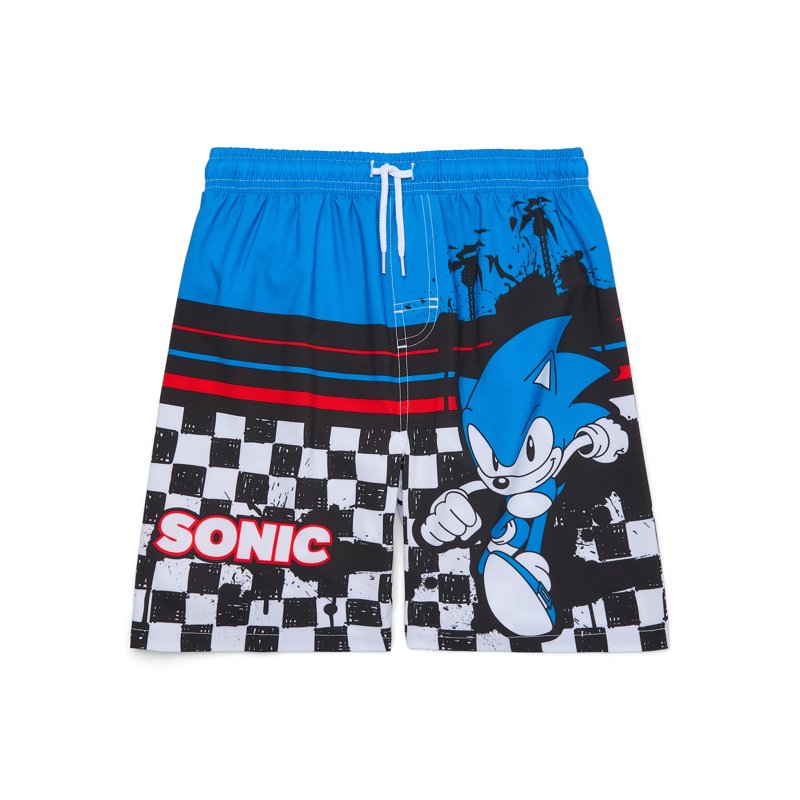 Sonic the Hedgehog Boys’ Graphic Swim Trunks with UPF 50+ Sizes 4-12
