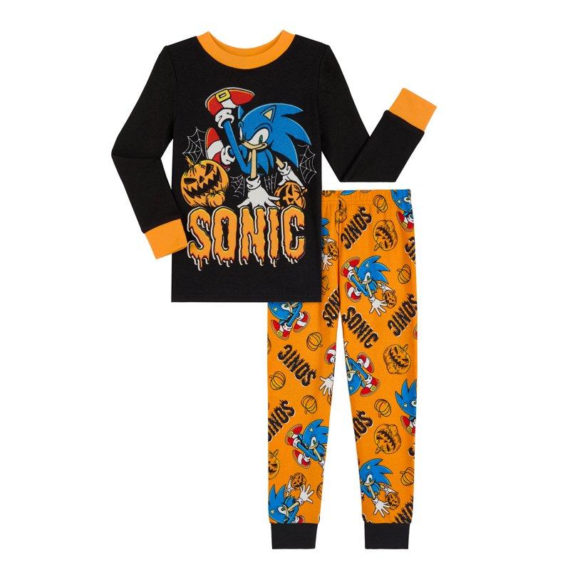 Sonic the Hedgehog Boys Halloween Snug Fit Long Sleeve Top and Sleep Pants Pajama Set 2-Piece Sizes 4-12