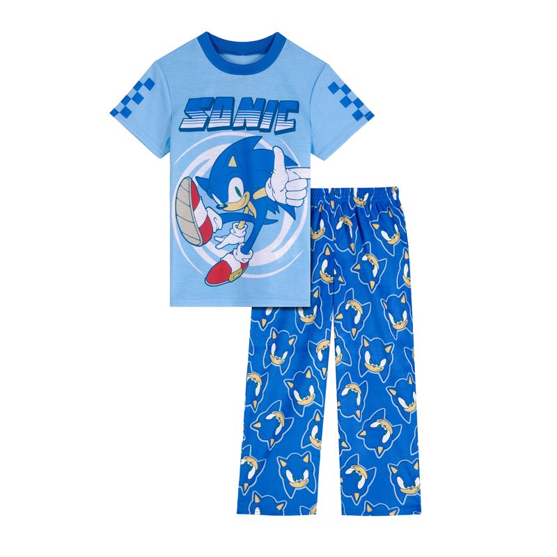 Sonic the Hedgehog Boys Short Sleeve Top and Sleep Pants Pajama Set 2-Piece Sizes 4-16