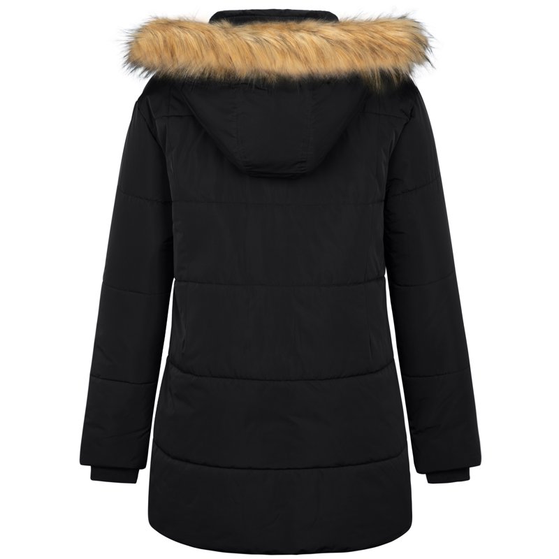 Soularge Women's Plus Size Winter Coat Warm Puffer Jacket Windproof Hooded Winter Jacket Black 3X
