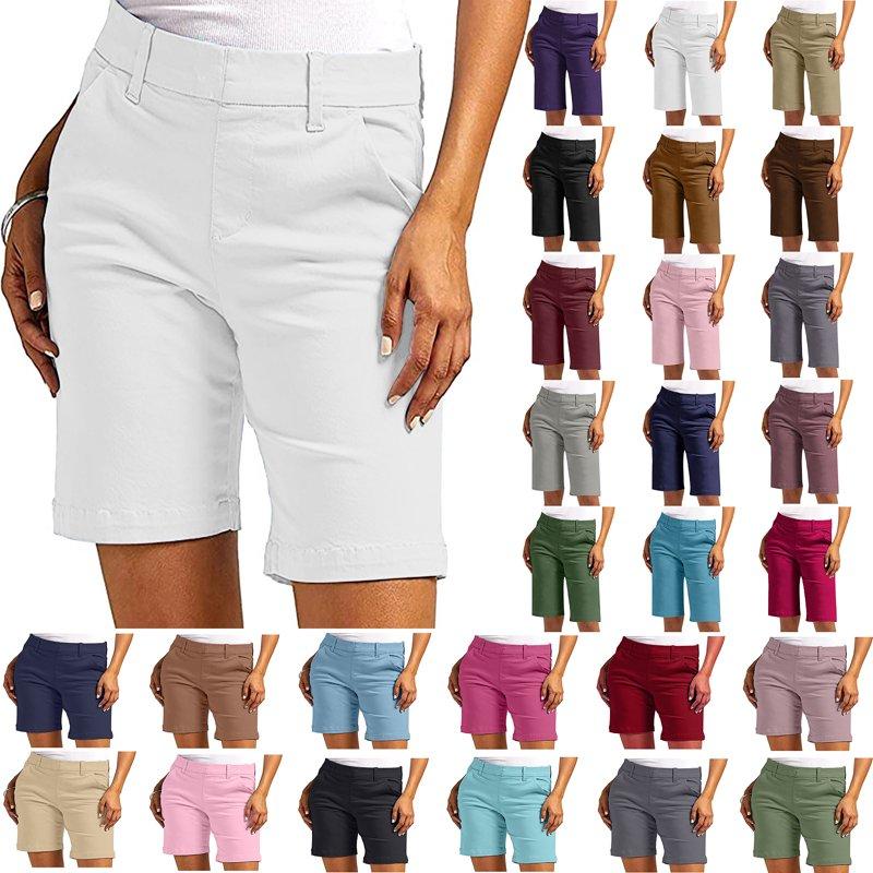 sovlvnd Womens Stretch Shorts Plus Size Thin Waist Regular Fit Hiking Workout Shorts With Pockets