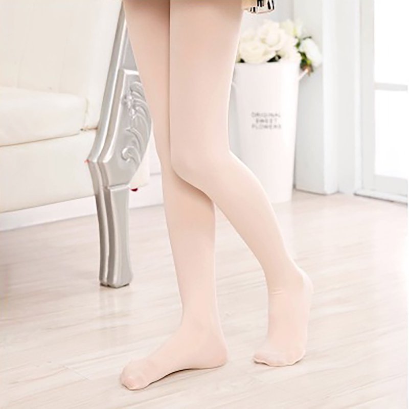 Spazoro Kids Girls Pantyhose Solid Color Ballet Warm Elastic Winter Tights Button Socks and Pants for Child Girls Beige Size 6-8 T