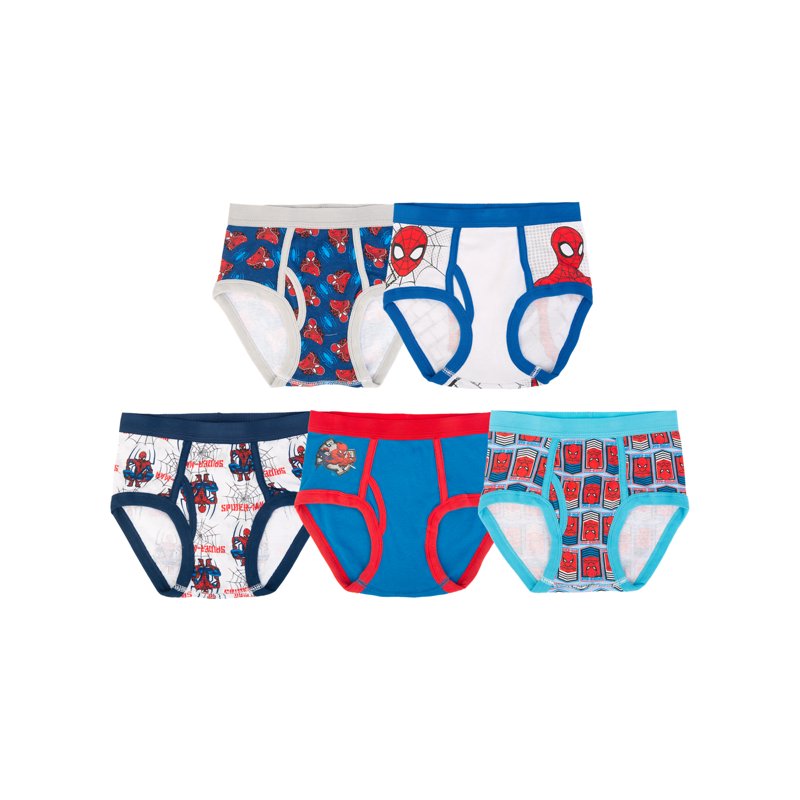 Spider-Man Boys Cotton Brief Character Underwear 5-Pack Size 4-8