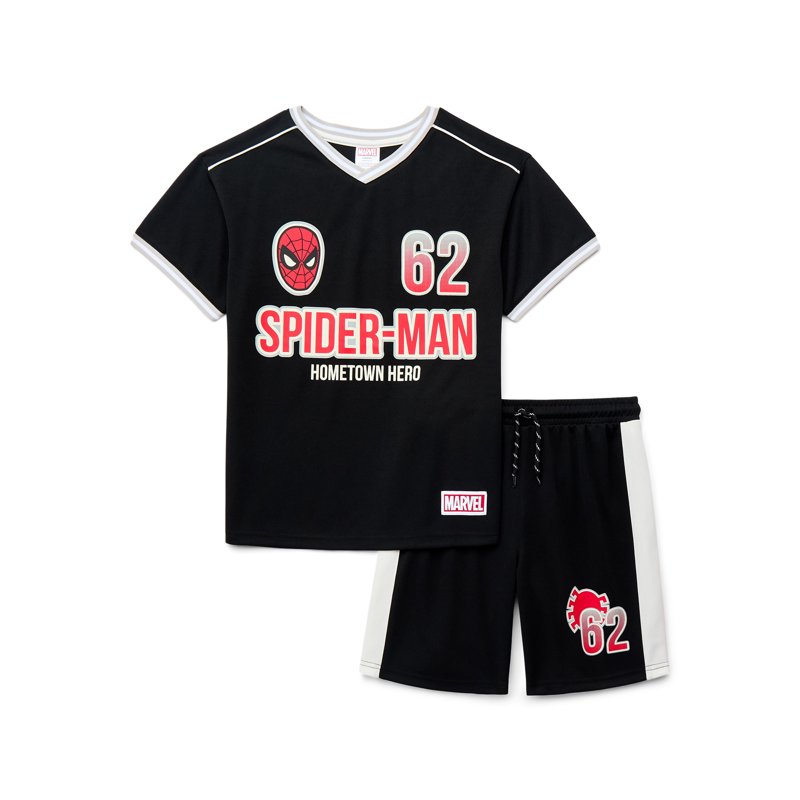 Spider-Man Boys Graphic Soccer Jersey And Drawstring Shorts Set 2-Piece Sizes 4-16